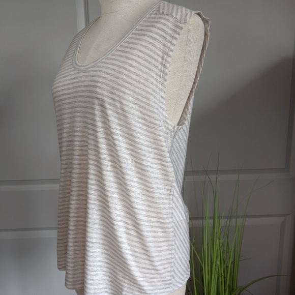 rag & bone Tank Sleeveless Linen Modal Blend Two Tone Stripes Grey White M NWT - Picture 7 of 8